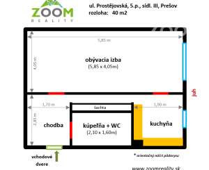 ul. Prostějovská - útulný a slnečný 1 izbový byt, 40m2