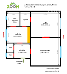 Pavlovičovo nám. - veľkometrážny 2,5 izbový tehlový byt, 72m2