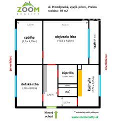 Prešov – sídl. III: 3-izbový byt s veľkou loggiou, 76m2