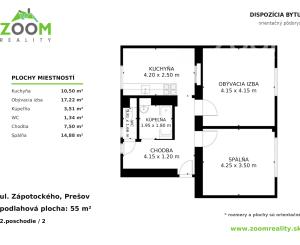 ul. Zápotockého - 2-izbový kompletne zrekonštruovaný tehlový byt, 55m2