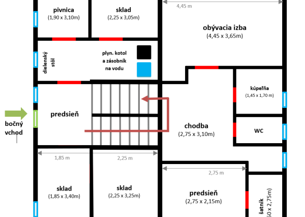 Obec Záhradné - dvojposchodový tehlový RD s veľkou záhradou