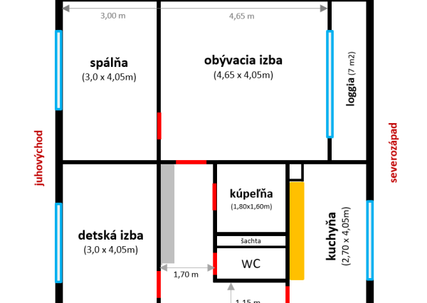 Prešov – sídl. III: 3-izbový byt s veľkou loggiou, 76m2