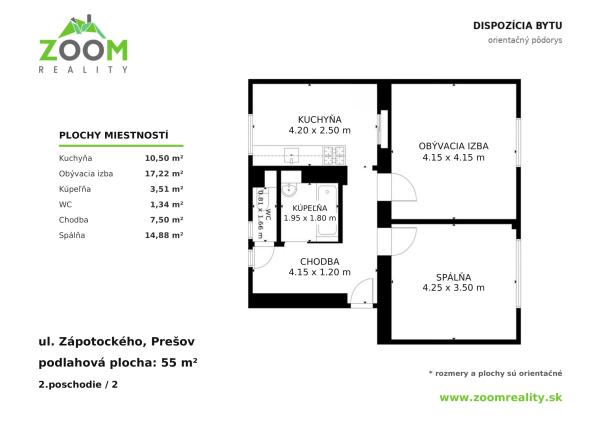 ul. Zápotockého - 2-izbový kompletne zrekonštruovaný tehlový byt, 55m2