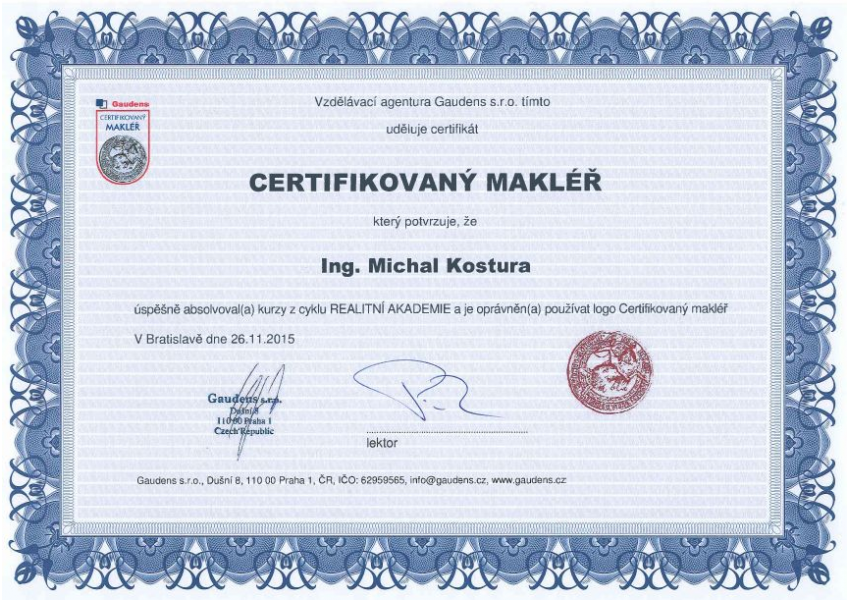 Gaudens - certifikovaný maklér